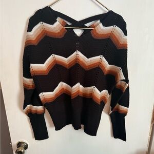 Chevron Pattern Black and Brown Sweater